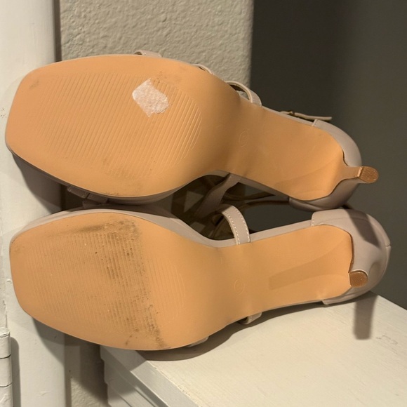 IDIFU Women’s Nude Chunky High Heels Open Toe Ankle Strap Elegant Size 8.5 - Picture 7 of 9